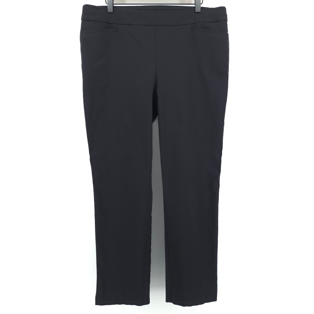 Chico's Women Pants 3R US 16R Black Pull On Straight Leg Stretch Career Trousers